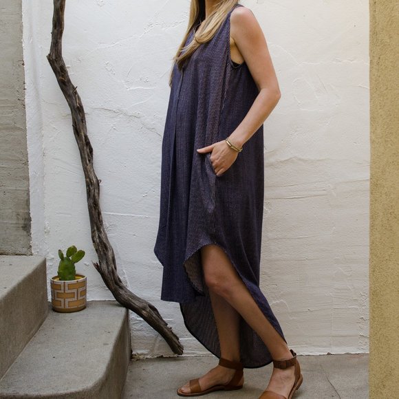 Button Front Striped Dress - Picture 1 of 8